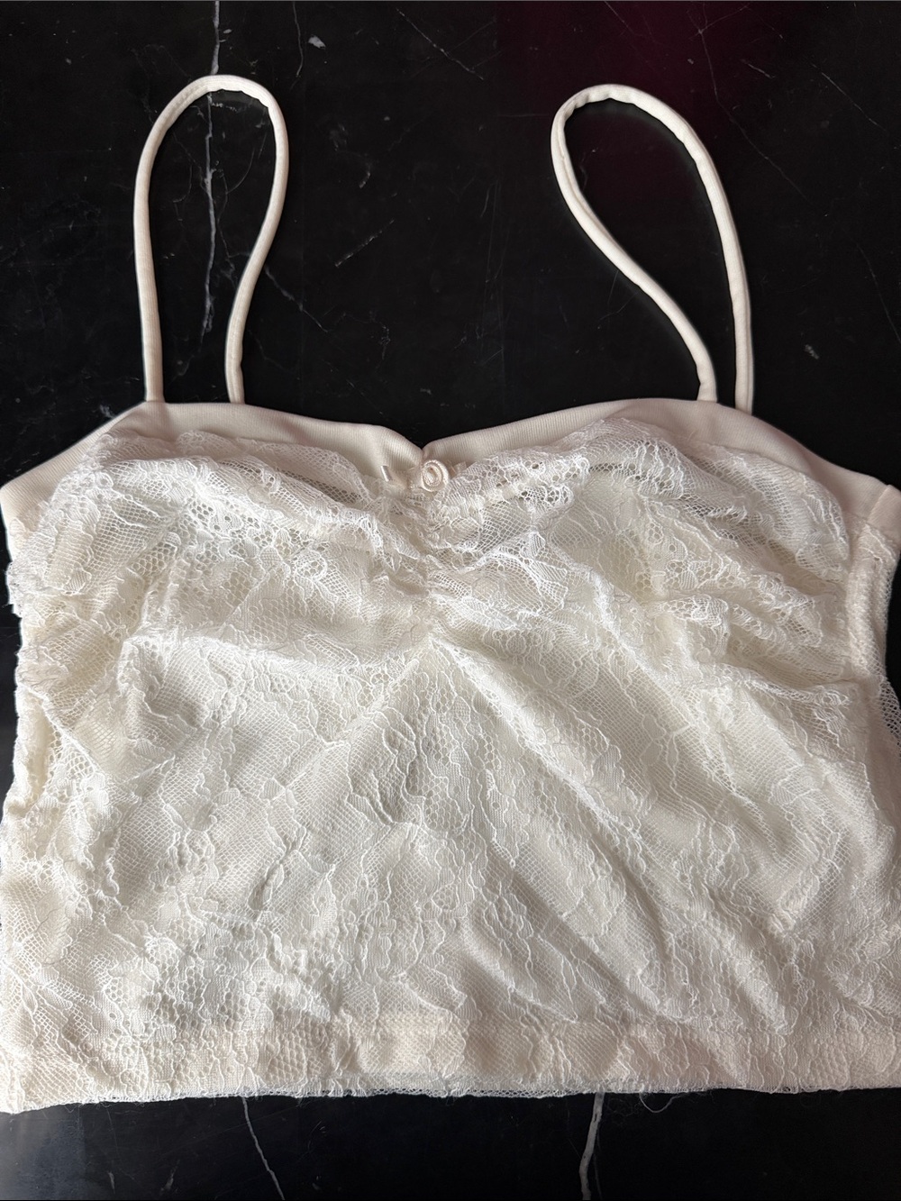 stradivarius Cream Spaghetti Strap Crop Top